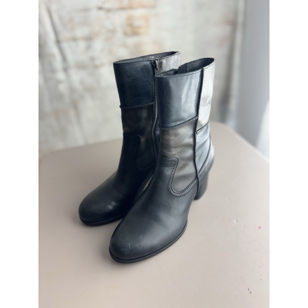 Born Hayley‎ Colorblock Leather Ankle Boots Womens Size 7.5 Zip Blue Brown Gray